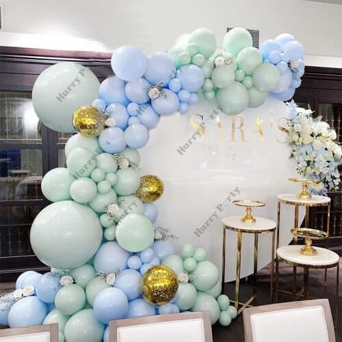 100Pcs/Set Baby Shower Boy Party Balloons Garland Arch Macaron Blue Chrome Metal Gold Ballon Kid 1St Birthday Decoration Globos