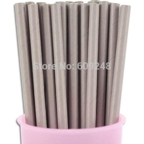 100pcs Mixed Colors Plain Grey Paper Straws, Cheap Biodegradable Party Supplies Solid Color All Grey Paper Drinking Straws
