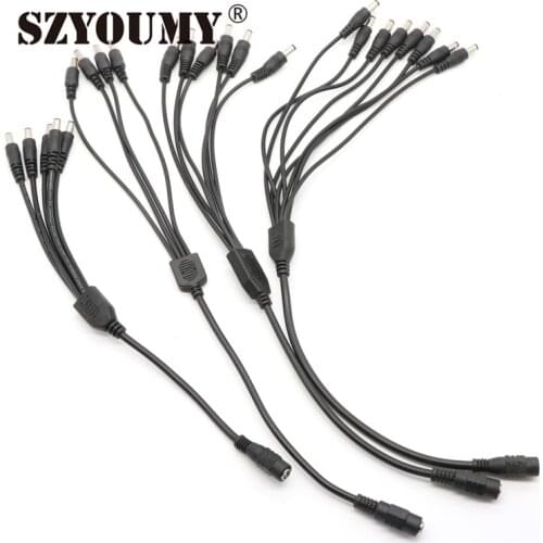SZYOUMY 50pcs DC Power Jack 1 DC Female To 2/3/4/5/8 Male Plug Splitter Adapter Connector Cable For CCTV Camera LED Strip Light
