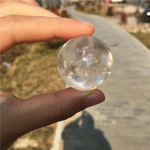 Amazing natural rainbow clear calcite sphere reiki healing quartz crystals ball spiritual iceland spar meditation globe stone