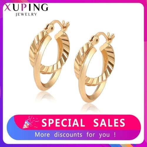 Xuping Fashion Hoop Earrings for Women Minimalist Style Elegant Temperament Party Family Birthday Gifts 98909
