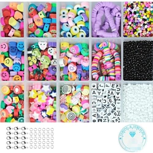 Jewelry Malzemelerikarışık Fimo Letter And Sand Beads Hobby Kit