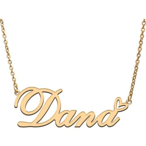 Love Heart Dana Name Necklace for Women Stainless Steel Gold & Silver Nameplate Pendant Femme Mother Child Girls Gift