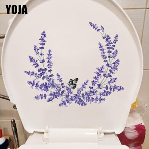 ZTTZDY 25×21.5CM Lavender Butterfly Wreath Toilet WC Decoration Home Room Wall Stickers T2-1248