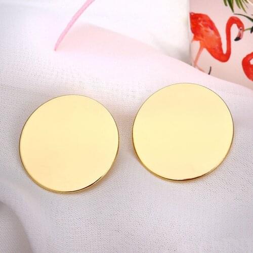 1Pair High Quality Round Circle Earrings Fashion Minimalist Geometric Ear Stud Earring Jewelry Accessories For Women Gift