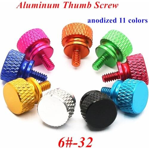 10pcs 6#-32 Aluminum step Thumb screw Computer case Knurled hand screw Twist screws Frame screws mixed 11 colors
