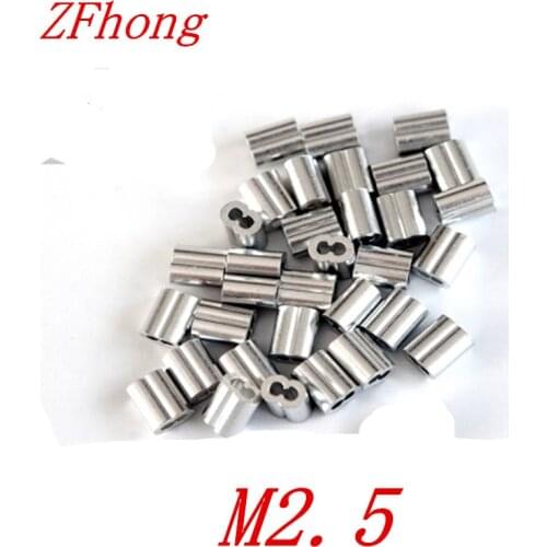 200PCS M2.5 2.5mm 8 shape Aluminum Ferrules Wire Rope Aluminum Ferrules Crimping Sleeves clamps Clip Swage Trap Barrel Fitting
