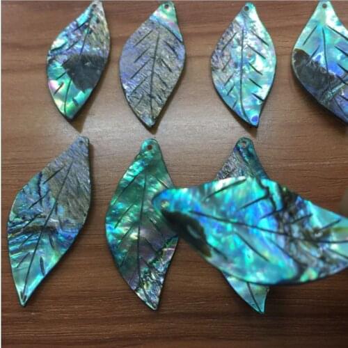 50pcs/lot 48x22mm Abalone Shell Leaf Plant hand-carved Mother Of Pearl shell for diy earrings