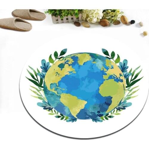 Watercolor Hand Paint Earth Leaves Round Home Bedroom Floor Area Rugs Living Room Carpet Kitchen Non-Slip Cushion Study Door Mat