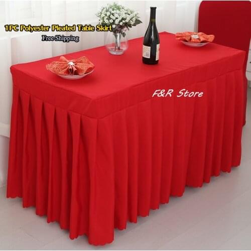 Free Shipping 1PC White Polester Tablecloth Fancy Table Skirting of Wedding Party Decor Event Supplier Hotel Outdoor Table Skirt
