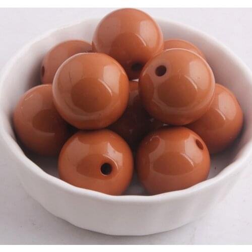 Kwoi vita New Light Brown Color Chunky 20MM 100pcs Acrylic Solid Gumball Beads for Bubble Chunky Little Girl Jewelry