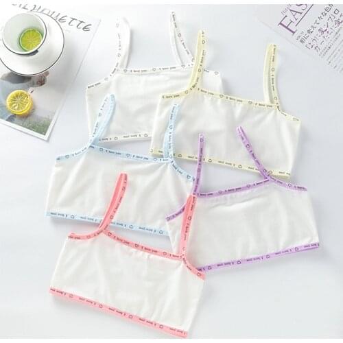 5Pcs Children Girl Bra Cotton Letters Printed Teens Underwear Summer Kids Vest for 8 9 10 11 12 13 14 15 16 Years Old Wholesale