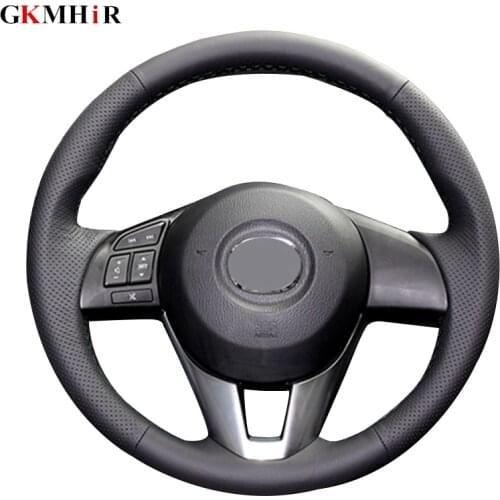 Black Artificial Leather Steering Cover Black Car Steering Wheel Cover for Mazda CX-5 CX5 Atenza 2014 New Mazda 3 CX-3 2016