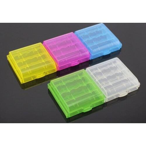 Coloful Battery Holder Case 4 AA AAA Hard Plastic Storage Box Cover For 14500 10440 Battery