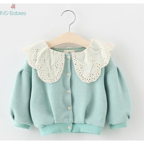 Baby knitted coats for girls Children Sweater Cardigan Autumn long sleeve infant Baby Girl Coats candy color outwear clothing