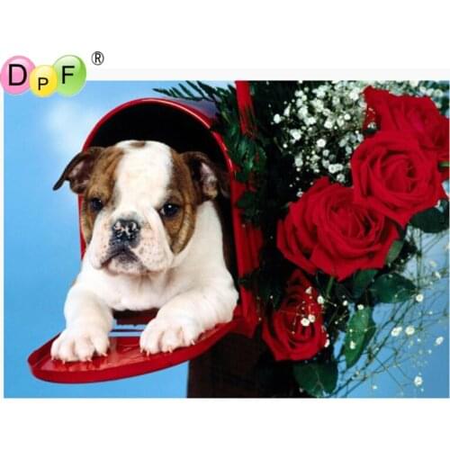 DPF Diy Diamond Embroidery 5D dog rose Diamond painting Cross stitch kit square drill Needlework rhinestone wall painting crafts