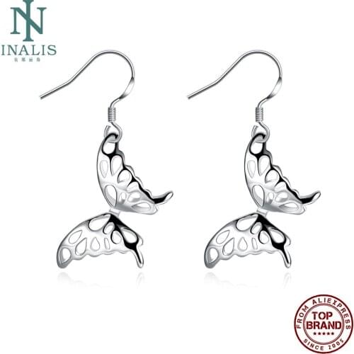 INALIS Romantic Hollow Butterfly Drop Earrings Women White Girl Copper Earring Wedding Engagement Fashion Jewelry New Arrival