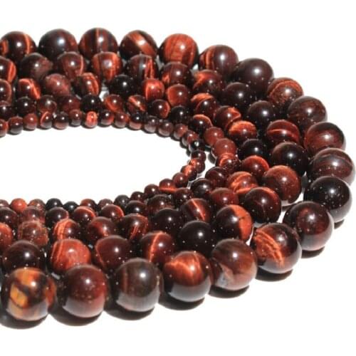 Natural Stone Red Tiger Eye Round Loose Beads 38-40cm/Strand 4 6 8 10 12 mm Pick Size For Bracelet Necklace Jewelry DIY Making