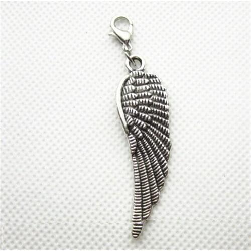 Hot Selling 20pcs/lot Silver Wing Dangle Charms Lobster Clasp Charms DIY Bracelet&Bangles Jewelry Accessory Hanging Charms