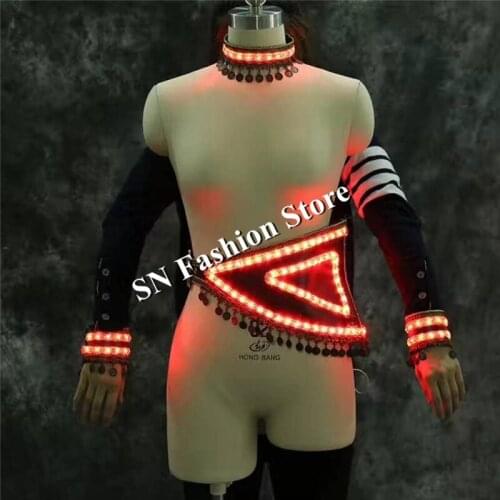 LZ27 Led light white costumes party bar singer dancer dj wears sexy clothes led shoulder led waistcost stage cosplay clothing