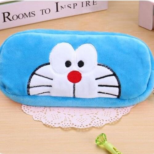Fashion Cartoon Doraemon Velvet Pouch Storage Purse Pencil Case Pen Bag Wallet Stationery Pencilcase Makeup Cosmetic Handbag