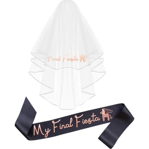My Final Fiesta sash veil Bachelorette hen Party bride to be Mexican Theme Bridal Shower Gift present Cinco De Mayo Photo props