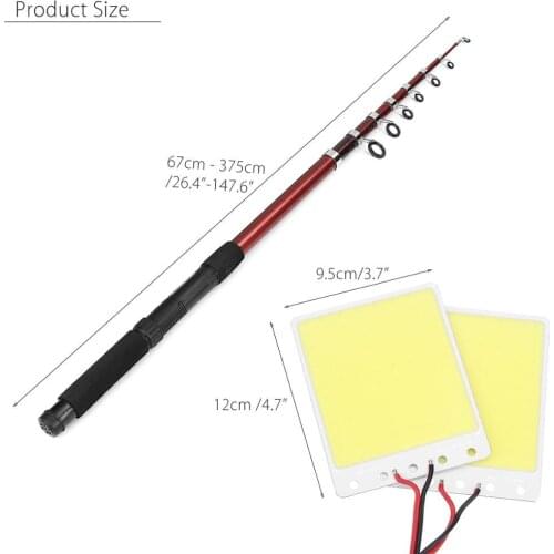 COB 12V LED Telescopic Fishing Rod Camping LIghts 48W 96W LED Road Trip Street Lighting