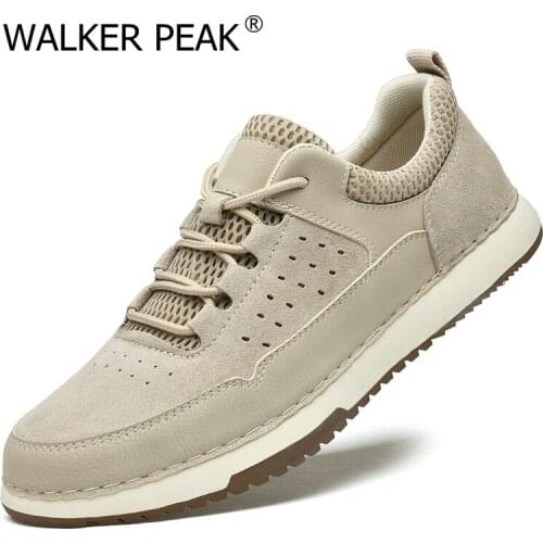 2021 New Mens Shoes Casual Natural Leather Fashion Outdoor Adult Male Suede Lightweight Vintage Lace-Up Solid Sock Footwear