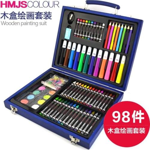 Childrens painting tools combination children learning stationery gift boxes 98pcs art supplies painting watercolor pen sets