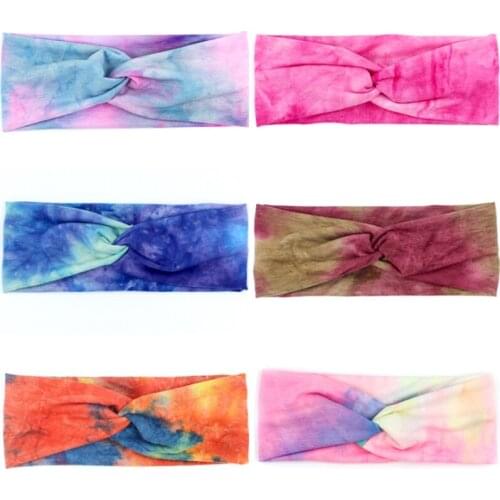 New Personality Tie-dye Sports Hair Band Band Scarf Fashion Knotted Yoga Sweat-absorbent Headband Ladies Cross Headband