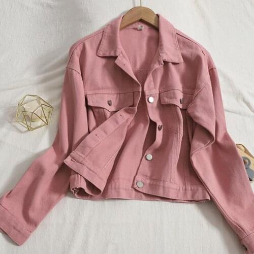 2021 New Spring Autumn Denim Jacket Women Vintage Pocket Long Sleeve Short Jeans Coat Casual Female Outerwear Chic Tops