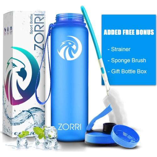 ZORRI New Shaker Sports Water Bottle Gourde Water+Bottles Fashion Bpa Free Portable Tourism And Camping Bottle 1000 ml garraf