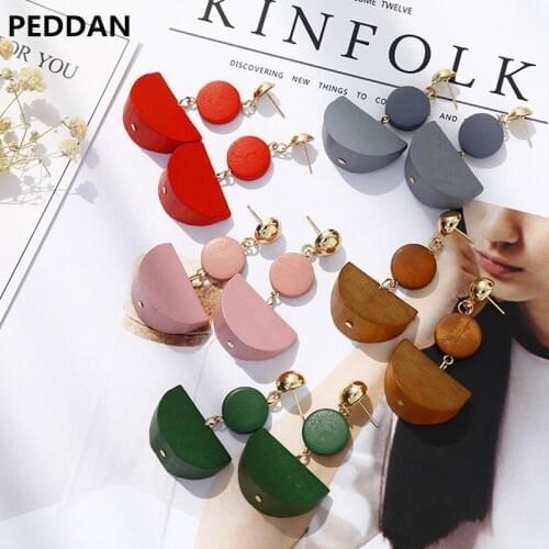 New Ladies Earrings Earrings Handmade Wood Earrings Round Ethnic Style Fashion Jewelry Pendant