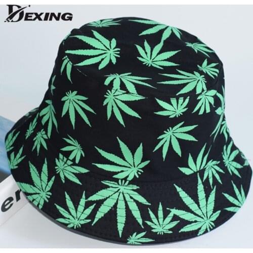 Summer Fisherman Hat leaf Bucket Hat men Women Outdoor weed Panama Fashion Foldable bob Casual travel Fishing Cap