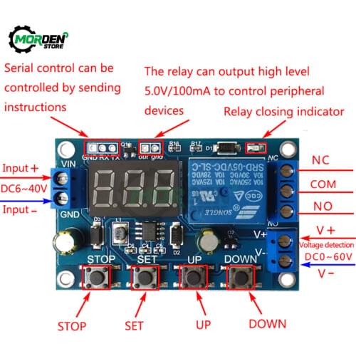 18650 Lithium Battery Charger Board with Over Charge Discharge Protection LED Voltage Display 6-40V Integrated Circuits