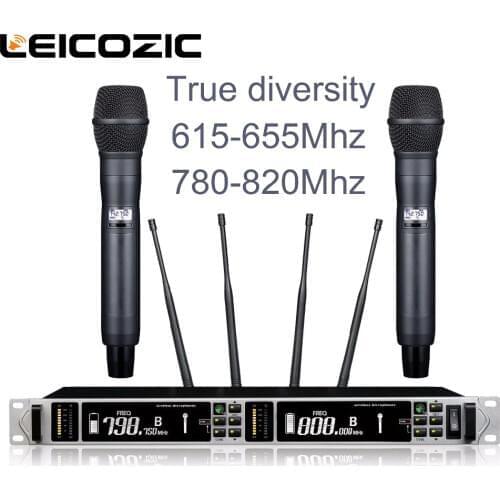 Leicozic 615-820Mhz Professional Wireless Microphone System ATX118D Wireless Mic Microfoon True diversity microfone for stage