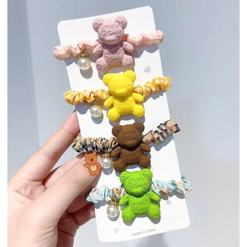 High Quality Popular Solid Elastic Hair Bands Bear Crown Bow-Knot Girls Hair Clips for Kids Diadema Flores Hair Bows for Girls