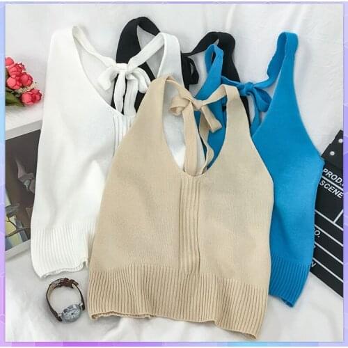 Corset Sexy Crop Top Womens Camis Summer Vest Sexy Sleeveless Basic T-shirt Harajuku Tank Top Backless Halter Cute Top Female