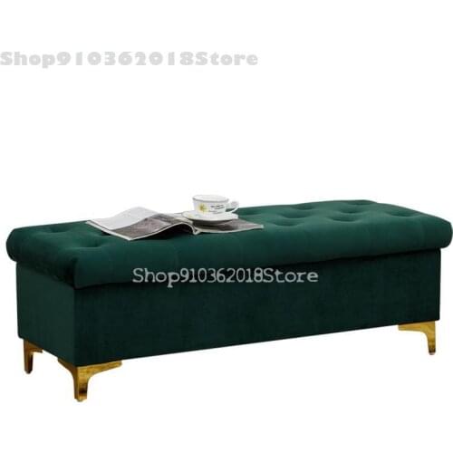 Nordic Luxury Shoes Stool Shop Rest Bench Bed End Storage Sofa Stool Solid Wood Rectangular Storage Box Stool
