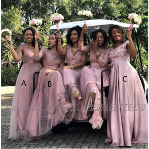 Dark Brown Bridesmaid Dresses 2021 A Line Lace Appliques Chiffon African Bridesmaid Dress Plus Size for Women Wedding