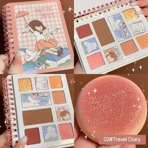 MAFFICK Diary Six-color Eyeshadow Manga Girl Series Diary Eyeshadow Palette Matte Natural Color Modification Makeup Cosmetics