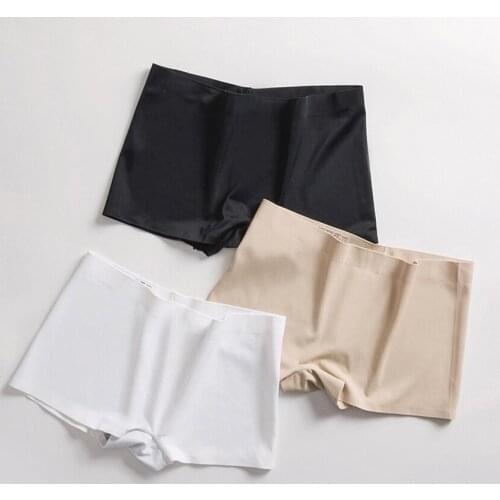 Womens Summer Safety Short Skirt Shorts Ice Silk Underpant Seamless Panties for Female Anti-glare Ladies Pants Ladies Boxer