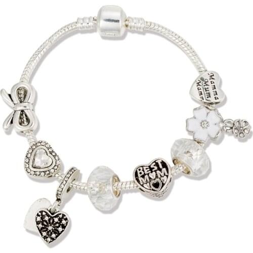 VIOVIA 2020 New Arrival Bead of Love Heart Bracelet Design for Mother Fit Original Bracelet DIY Jewelry Gift for Women B20018