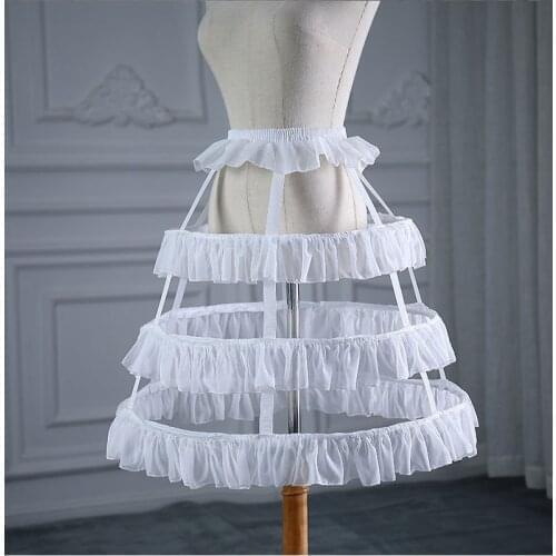 Tutu Petticoats White A Line Balll Gown Mermaid Wedding Party Dresses BirdcageUnderskirts Slips 3 Hoops Petticoats with Ruffles