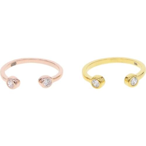 Double side cz Rings For Women Minimal tiny Jewelry 925 sterling silver Gold Color simple ring Adjustable midi Knuckle Ring
