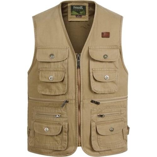 New Men Cotton Waistcoat Thick Plus Size 6XL Multi-pocket fishing vest homme Casual Loose Sleeveless Jacket zipper windproof