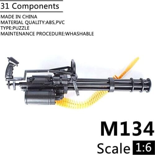 1:6 M134 Gatling Minigun 12" Action Figure Weapon Plastic Assemble Heavy Machine Gun Model 1/6 Military Soldier Firearm