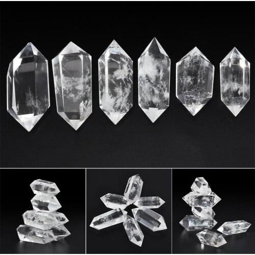 100% Natural Crystal Rough Stone White Fluorite Quartz Stone Point Healing Hexagonal Wand Treatment Hand-polished 50-60 MM