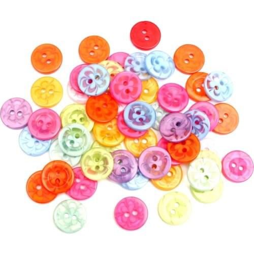 100Pcs 2 Hole Mixed Resin Round Sewing Buttons For Clothes Scrapbooking Decorative Botones Handicraft DIY Sewing Accessories