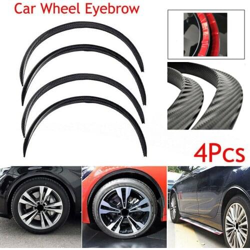 4Pcs Carbon Fiber Exterior Parts Car Wheel Eyebrow Arch Trim Lips Strip Fender Flare Protector Eyebrow Protectors Car Accessory